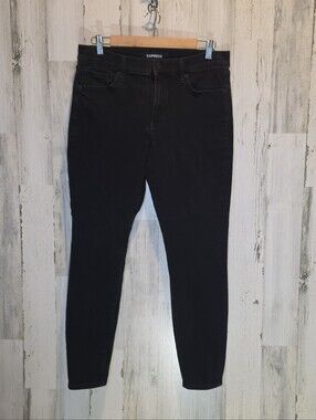 Express Women’s 10R Black Fleece Lined Ankle Legging Jeans Mid Rise Stretch Warm